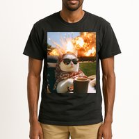 Cat Scarf Meme Drinking Coffee Selfie Chill Explosive Comet  Tall T-Shirt