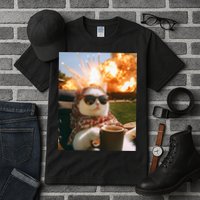 Cat Scarf Meme Drinking Coffee Selfie Chill Explosive Comet  Tall T-Shirt