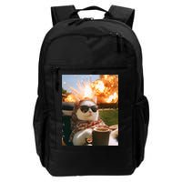 Cat Scarf Meme Drinking Coffee Selfie Chill Explosive Comet  Backpack
