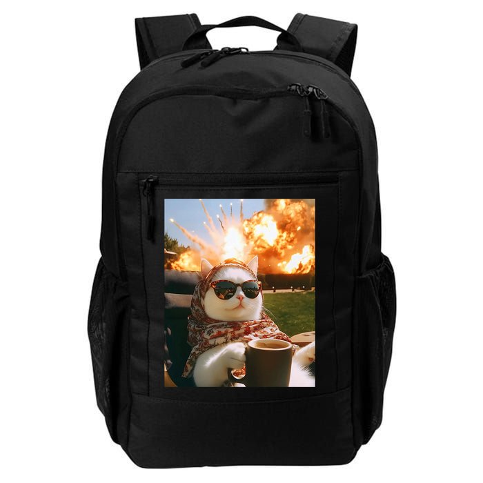 Cat Scarf Meme Drinking Coffee Selfie Chill Explosive Comet  Backpack