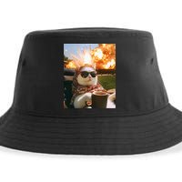 Cat Scarf Meme Drinking Coffee Selfie Chill Explosive Comet  Sustainable Bucket Hat