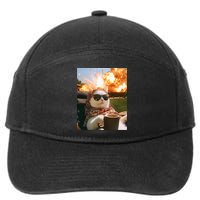 Cat Scarf Meme Drinking Coffee Selfie Chill Explosive Comet  7-Panel Snapback Hat