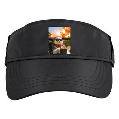Cat Scarf Meme Drinking Coffee Selfie Chill Explosive Comet  Adult Drive Performance Visor