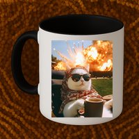 Cat Scarf Meme Drinking Coffee Selfie Chill Explosive Comet  Mug