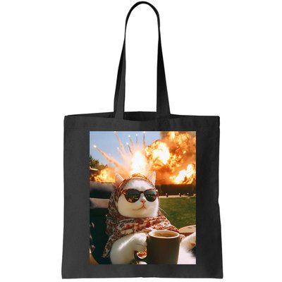 Cat Scarf Meme Drinking Coffee Selfie Chill Explosive Comet  Bag