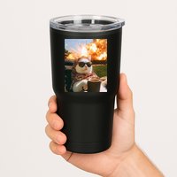 Cat Scarf Meme Drinking Coffee Selfie Chill Explosive Comet  Tumbler