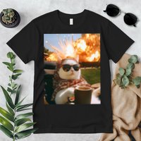 Cat Scarf Meme Drinking Coffee Selfie Chill Explosive Comet  Premium T-Shirt
