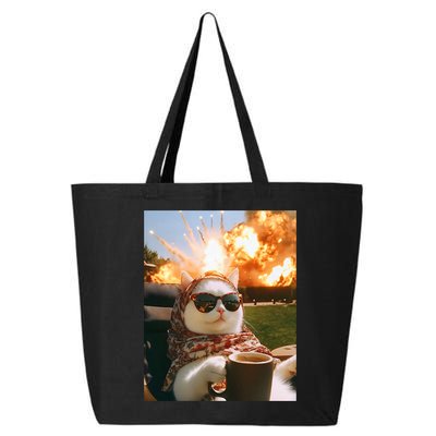 Cat Scarf Meme Drinking Coffee Selfie Chill Explosive Comet  25L Jumbo Tote