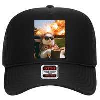Cat Scarf Meme Drinking Coffee Selfie Chill Explosive Comet  Hat