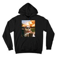 Cat Scarf Meme Drinking Coffee Selfie Chill Explosive Comet  Tall Hoodie