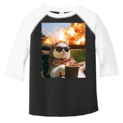 Cat Scarf Meme Drinking Coffee Selfie Chill Explosive Comet  Toddler Fine Jersey T-Shirt