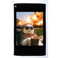 Cat Scarf Meme Drinking Coffee Selfie Chill Explosive Comet  Golf Towel