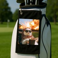 Cat Scarf Meme Drinking Coffee Selfie Chill Explosive Comet  Golf Towel