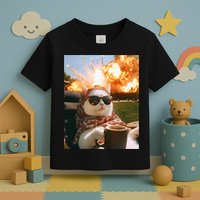 Cat Scarf Meme Drinking Coffee Selfie Chill Explosive Comet  Toddler T-Shirt