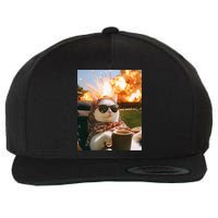 Cat Scarf Meme Drinking Coffee Selfie Chill Explosive Comet  Wool Snapback Cap