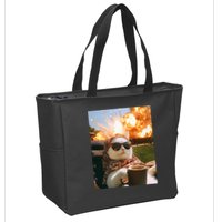 Cat Scarf Meme Drinking Coffee Selfie Chill Explosive Comet  Zip Tote Bag