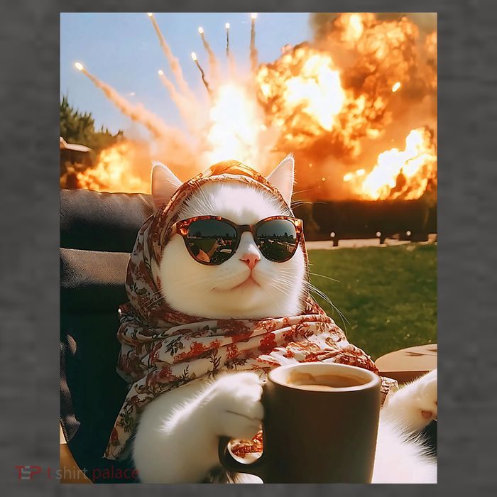 Cat Scarf Meme Drinking Coffee Selfie Chill Explosive Comet  Vector Backpack