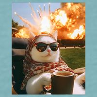 Cat Scarf Meme Drinking Coffee Selfie Chill Explosive Comet  Sueded Cloud Jersey T-Shirt