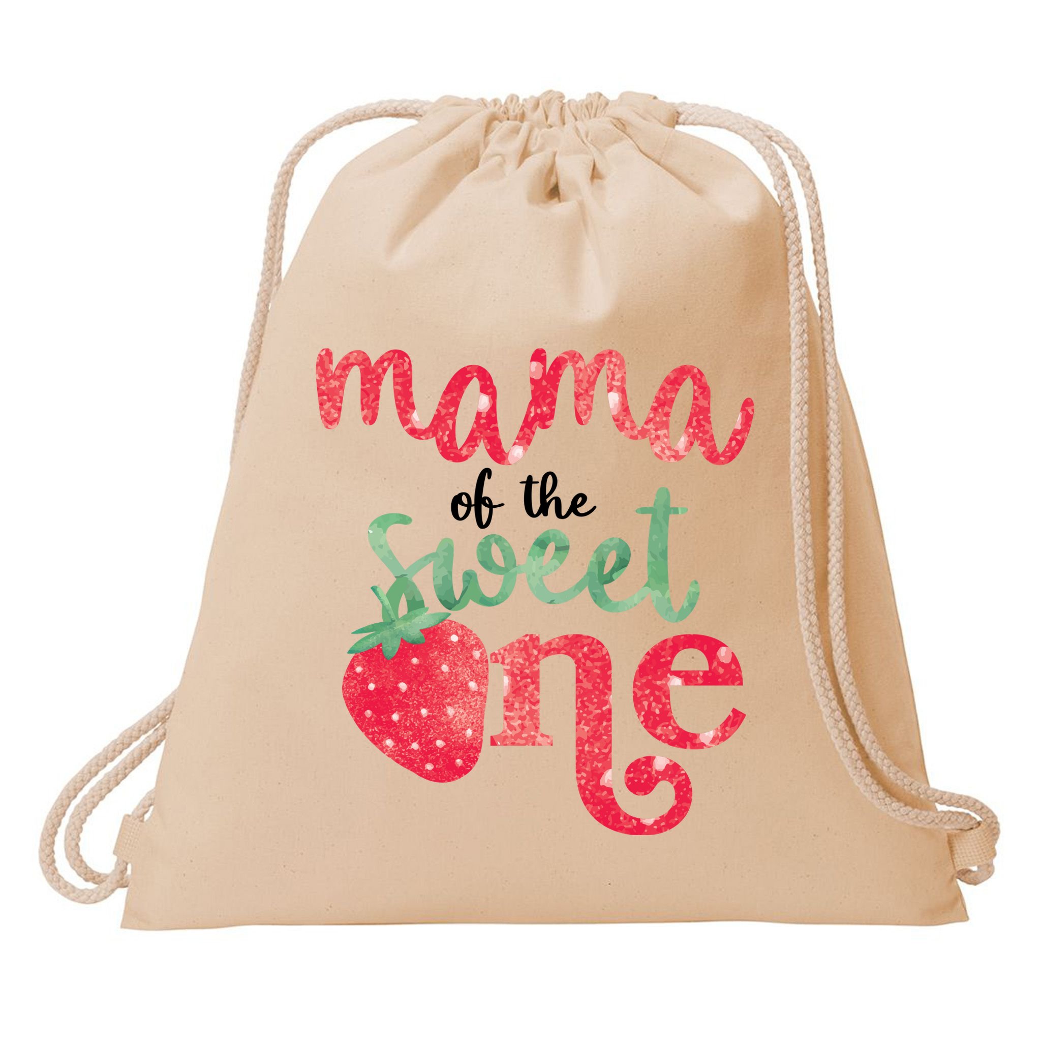 Cute Strawberry Mama Of The Sweet One Drawstring Bag