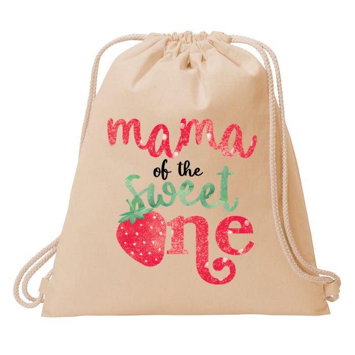 Cute Strawberry Mama Of The Sweet One Drawstring Bag