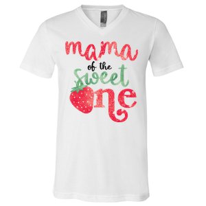 Cute Strawberry Mama Of The Sweet One V-Neck T-Shirt