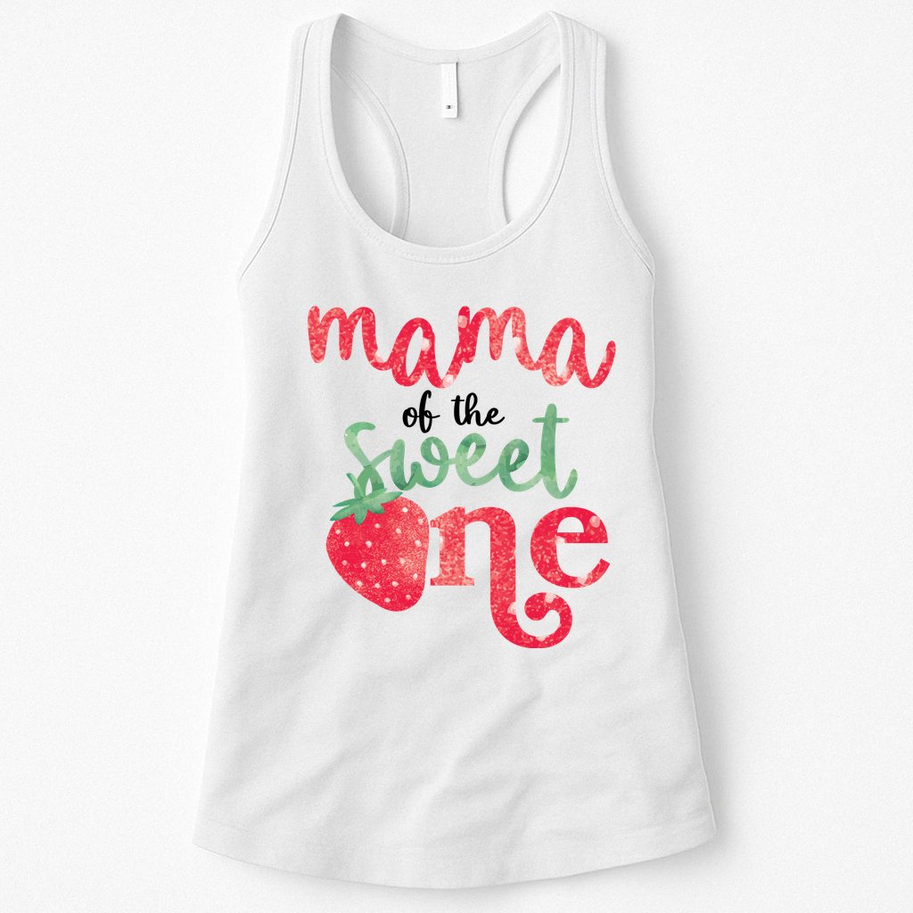 Cute Strawberry Mama Of The Sweet One Womens Tank Top