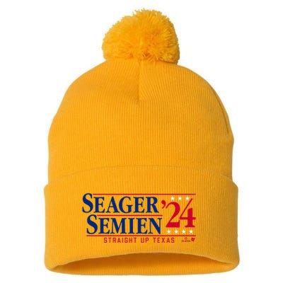 Corey Seager & Marcus Semien 24 Texas Baseball Pom Pom 12in Knit Beanie