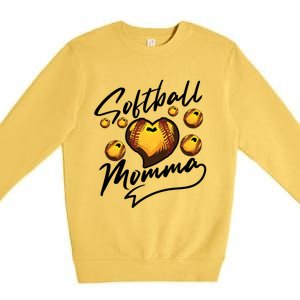 Cool Softball Momma Gift For Mom Proud Ball Sports Gift Premium Crewneck Sweatshirt