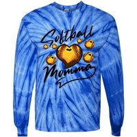 Cool Softball Momma Gift For Mom Proud Ball Sports Gift Tie-Dye Long Sleeve Shirt