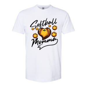 Cool Softball Momma Gift For Mom Proud Ball Sports Gift Softstyle CVC T-Shirt