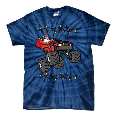 Christmas Santa Monster Truck Xmas Boy Tie-Dye T-Shirt