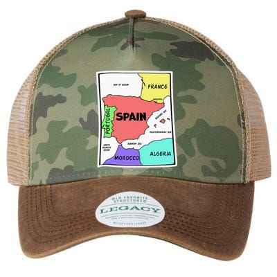 Colorful Simplified Map Of Spain. Surrounding Countries Legacy Tie Dye Trucker Hat