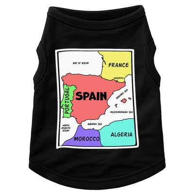 Colorful Simplified Map Of Spain. Surrounding Countries Doggie Tank