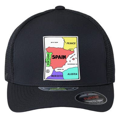 Colorful Simplified Map Of Spain. Surrounding Countries Flexfit Unipanel Trucker Cap
