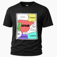 Colorful Simplified Map Of Spain. Surrounding Countries Performance Shirt