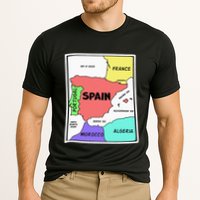 Colorful Simplified Map Of Spain. Surrounding Countries Performance Shirt