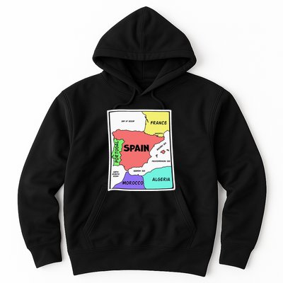 Colorful Simplified Map Of Spain. Surrounding Countries Hoodie