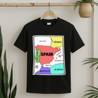 Colorful Simplified Map Of Spain. Surrounding Countries T-Shirt