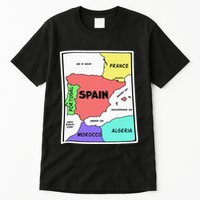 Colorful Simplified Map Of Spain. Surrounding Countries Tall T-Shirt