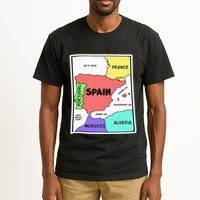 Colorful Simplified Map Of Spain. Surrounding Countries Tall T-Shirt