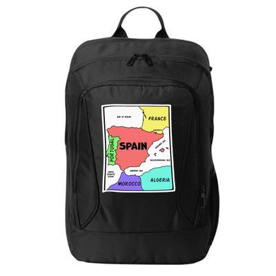 Colorful Simplified Map Of Spain. Surrounding Countries City Backpack