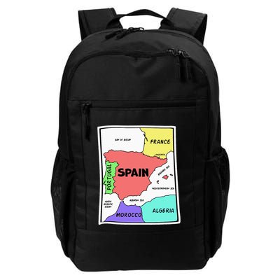 Colorful Simplified Map Of Spain. Surrounding Countries Backpack