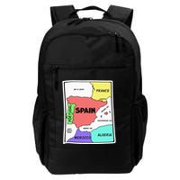 Colorful Simplified Map Of Spain. Surrounding Countries Backpack