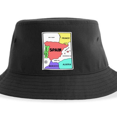 Colorful Simplified Map Of Spain. Surrounding Countries Sustainable Bucket Hat