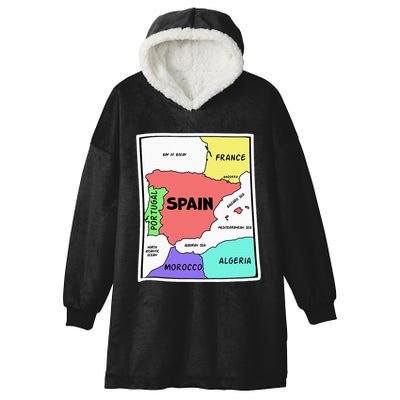 Colorful Simplified Map Of Spain. Surrounding Countries Hooded Wearable Blanket