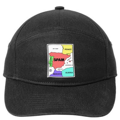 Colorful Simplified Map Of Spain. Surrounding Countries 7-Panel Snapback Hat