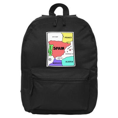 Colorful Simplified Map Of Spain. Surrounding Countries 16 in Basic Backpack