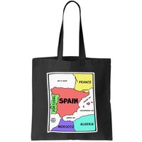 Colorful Simplified Map Of Spain. Surrounding Countries Bag