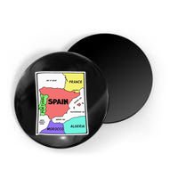 Colorful Simplified Map Of Spain. Surrounding Countries Magnet