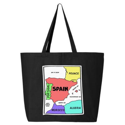 Colorful Simplified Map Of Spain. Surrounding Countries 25L Jumbo Tote